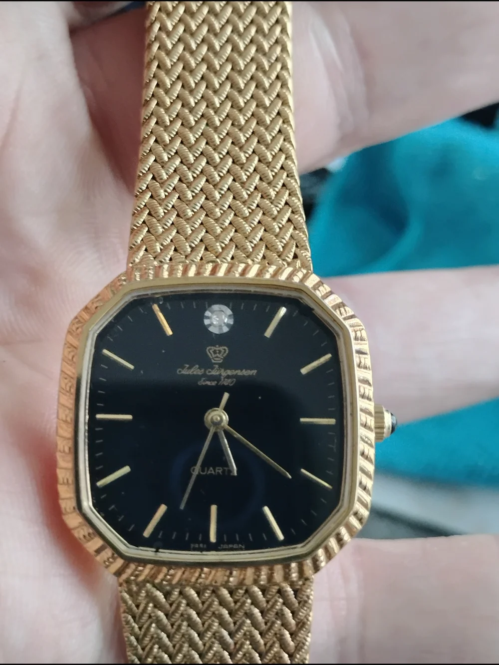 Gold Tone Black Dial Quartz Watch